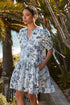 Wrenley Garden Floral Hinley Split Neck Mini Dress